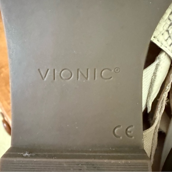 Vionic flat Tan and Cream Sandals with Crisscross Straps shoes - Picture 8 of 13